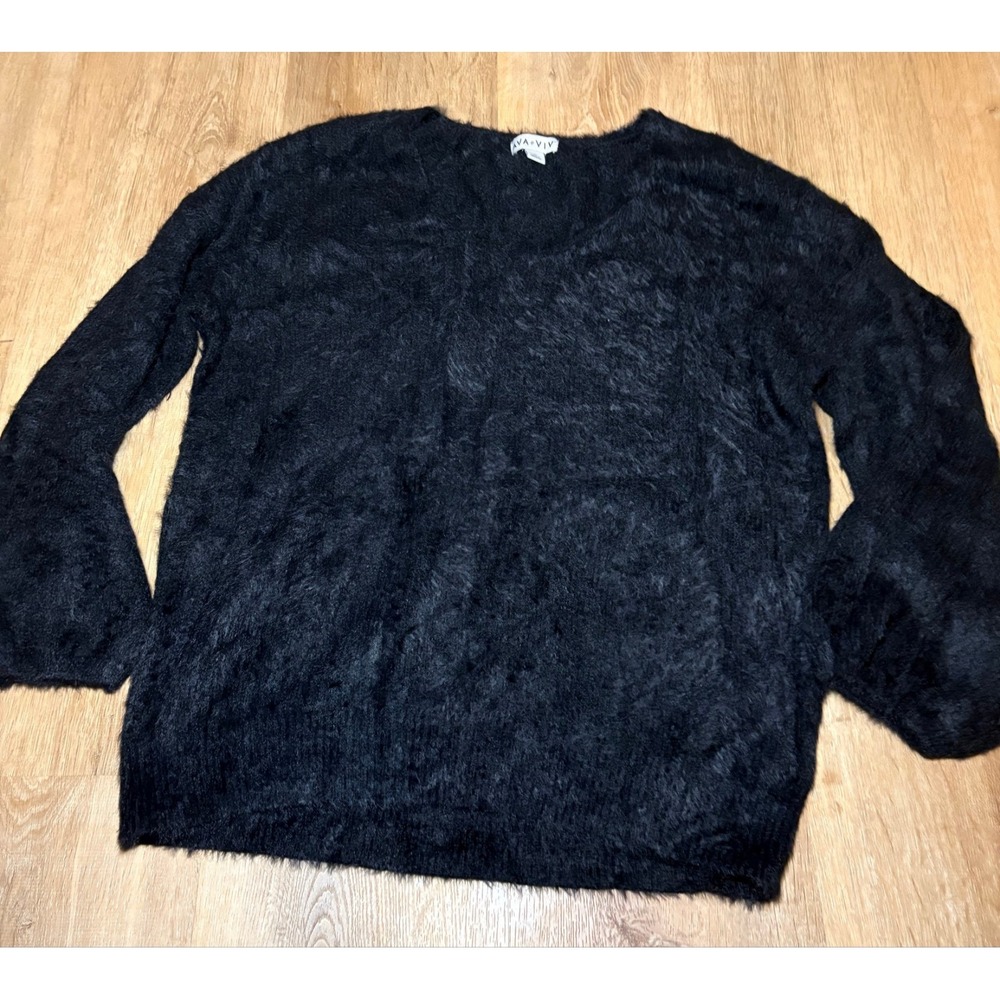 Ava And Viv Black Fuzzy‎ Sweater 1X